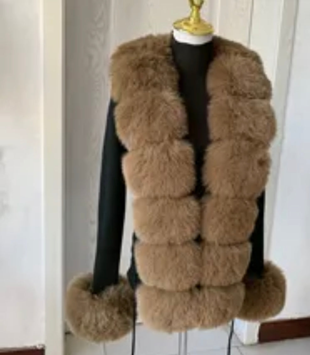 FAUX FUR CARDIGAN