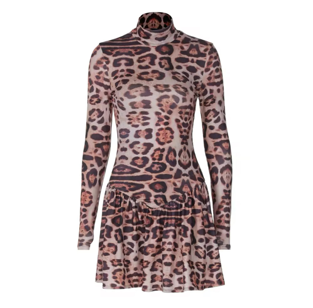 LEOPARD PRINT MINI DRESS