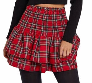 RED TARTEN SKIRT