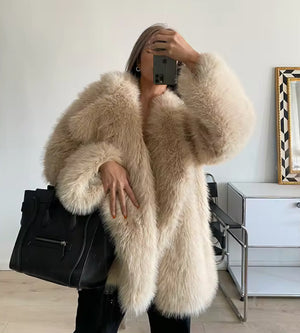 FAUX FUR COAT - ONE SIZE UPTO UK 14